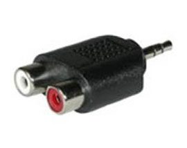 Photo of the Cables to Go Female L/R RCA to 1/8" male adapter.